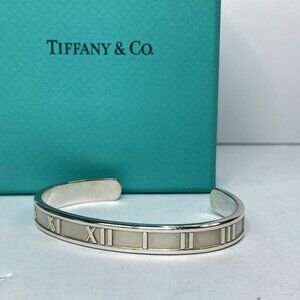 Tiffany & Co. Sterling Silver Atlas Roman Numeral Cuff Bracelet w/box JR1118